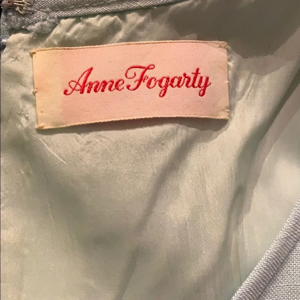 Vintage Anne Fogarty blue matching dress and jacket set size small